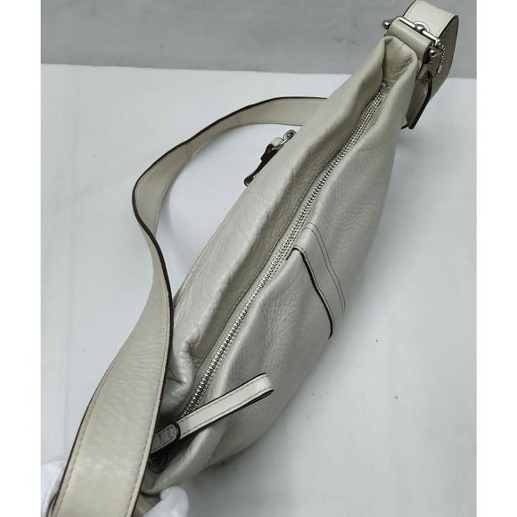 Coach Ivory Pebbled Leather Zipper Closure Crossbody Bag - Picture 8 of 16